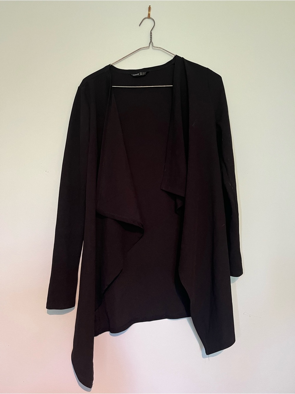 Drape Front Black Open Cardigan